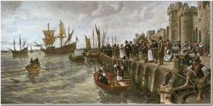 Pilgrim Fathers departure of Mayflower from Southampton